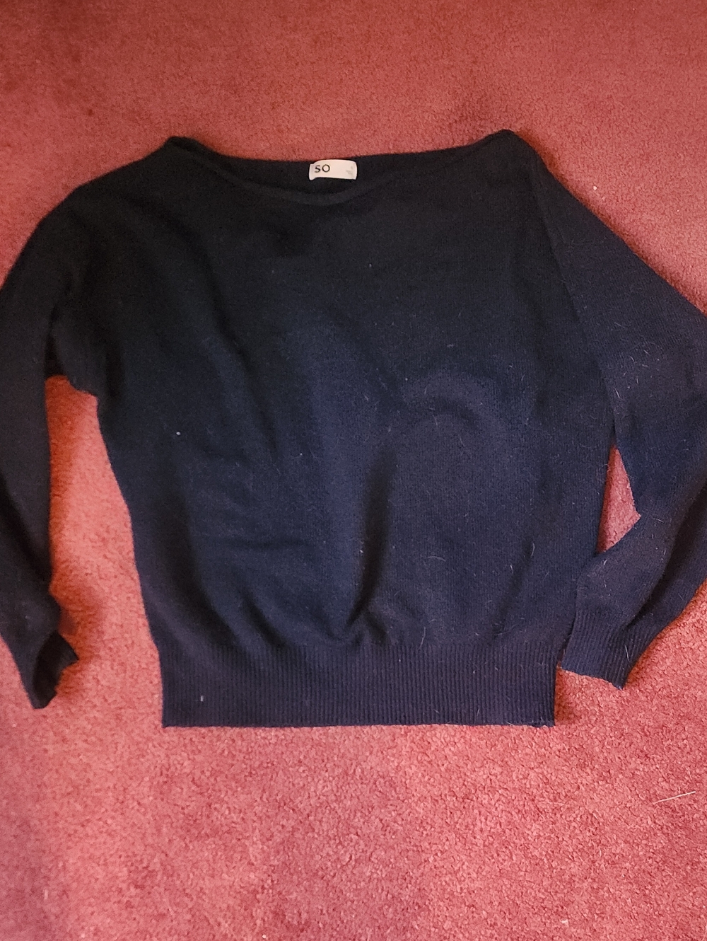 SO Navy Blue Boat Neck Pullover Sweater